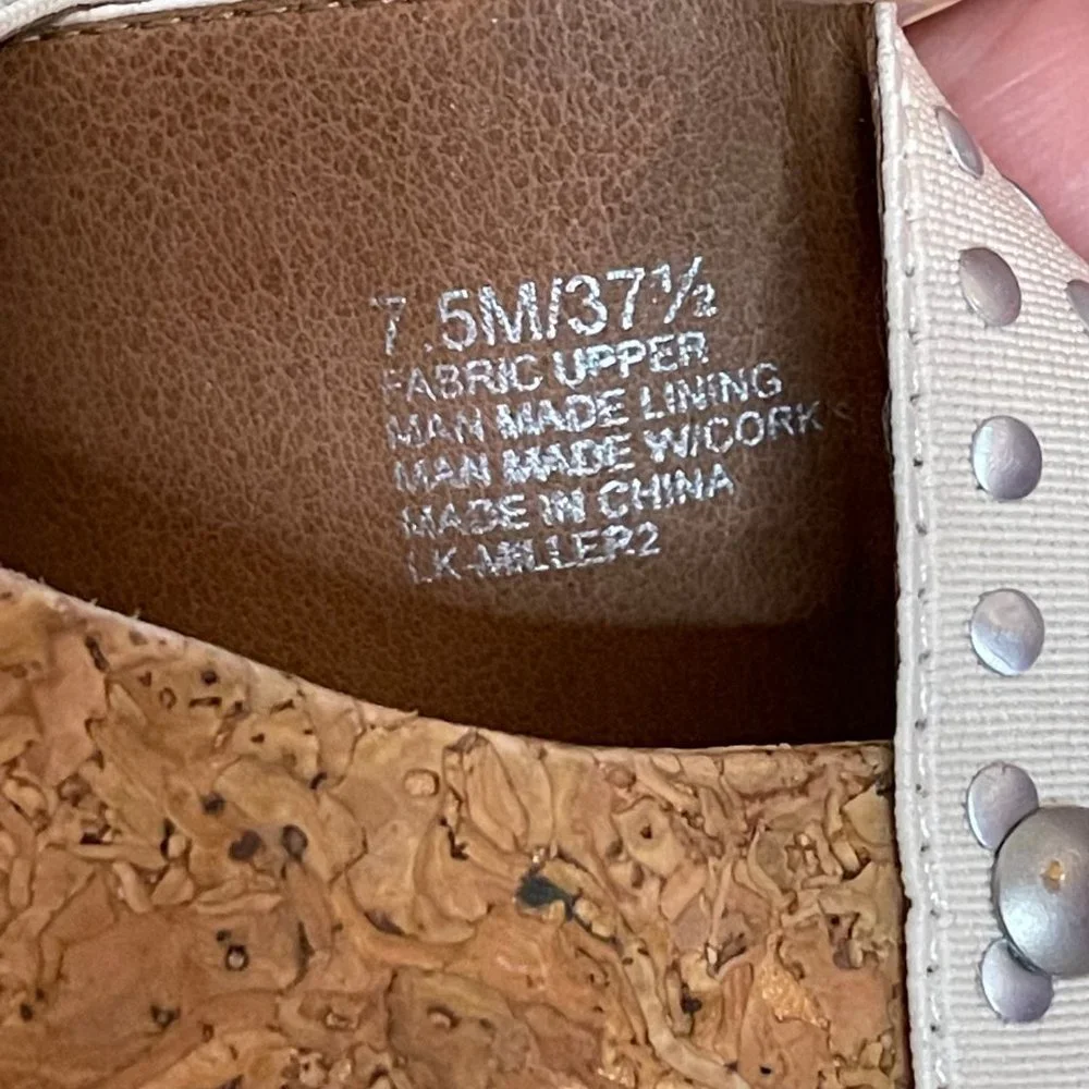 Lucky Brand White Miller Platform Cork Wedges